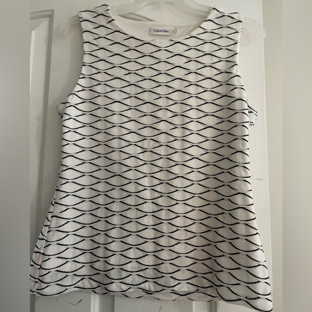 Calvin Klein Black and White Patterned Top